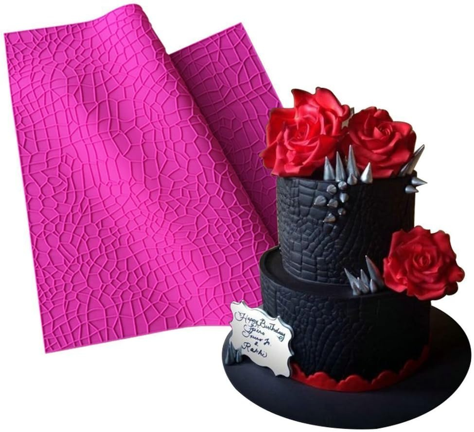 ART Kitchenware Large Size Crocodile Alligator Impression Mat Embossed Silicone Cake Lace Mat 23.6x 15.75" Fondant Cake Decorating Tools Gum Paste Molds Cake Molds Pastry Baking Tools BLM-26