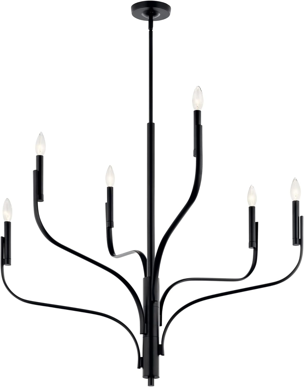 Kichler Livadia 6 -Light Brushed Black Modern/contemporary Bare bulb For Use in Bedrooms, Dining Rooms, Foyers, Kitchens, Living Rooms Chandelier