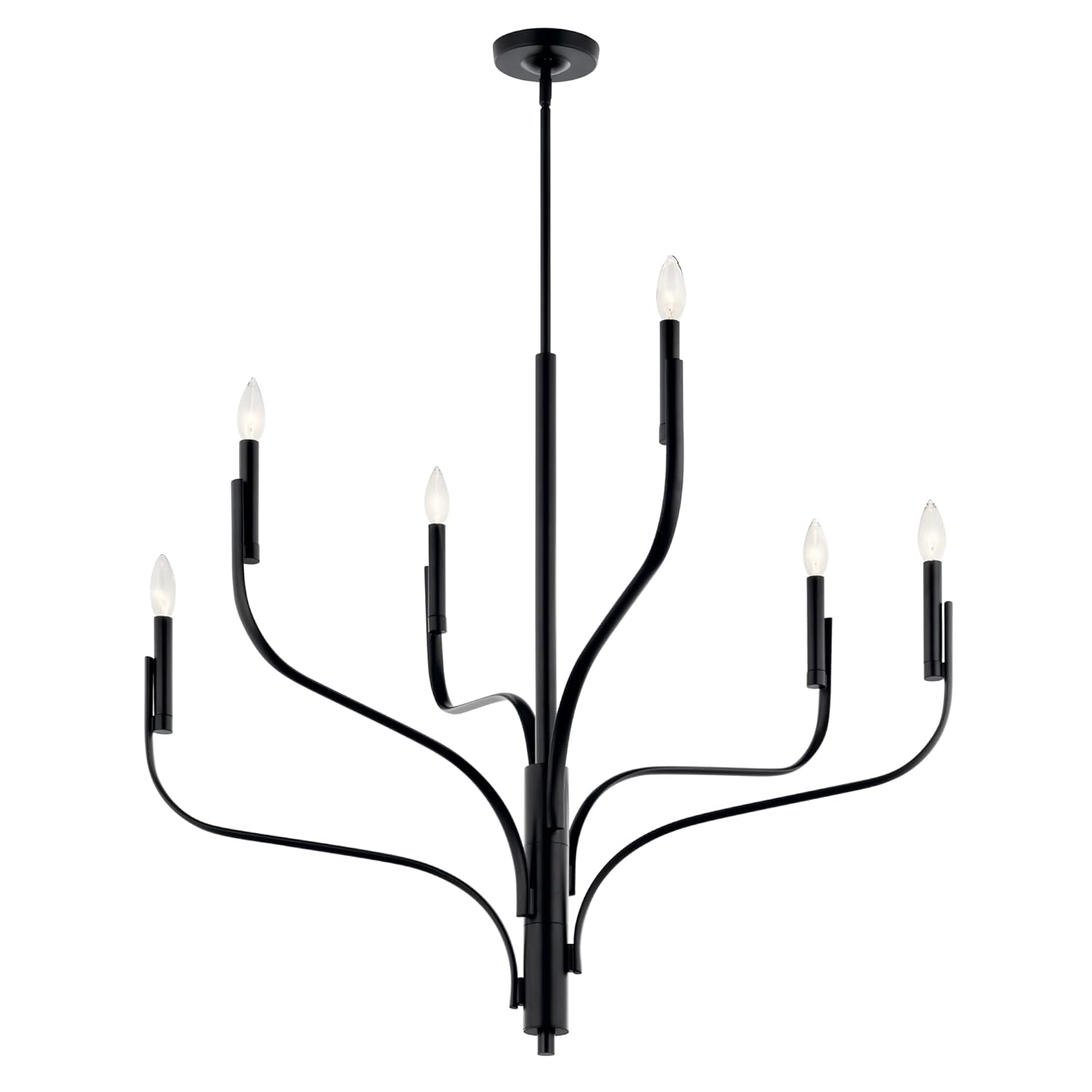 Kichler Livadia 6 -Light Brushed Black Modern/contemporary Bare bulb For Use in Bedrooms, Dining Rooms, Foyers, Kitchens, Living Rooms Chandelier