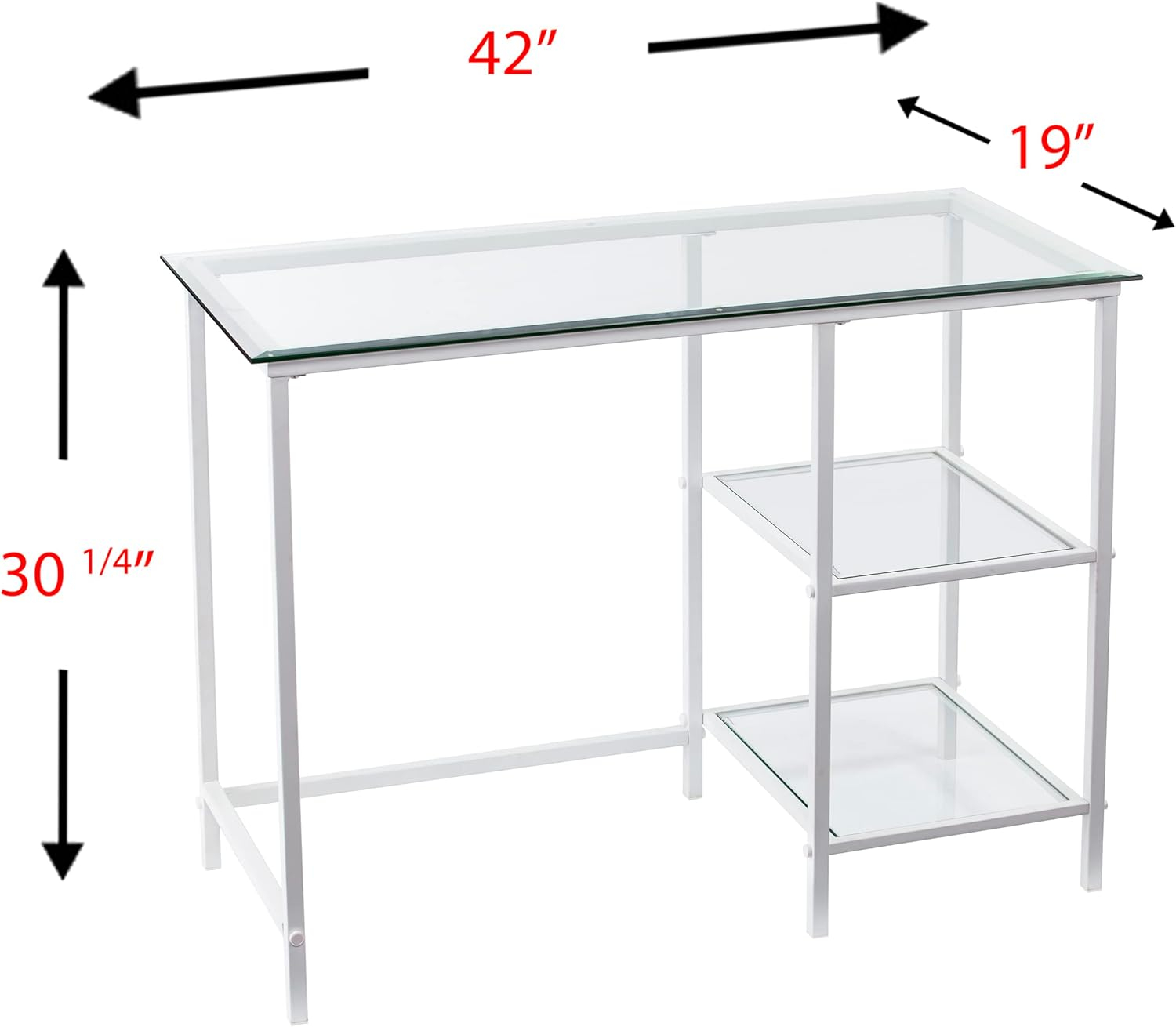 SEI Furniture Layton Metal/Glass Student Desk, White