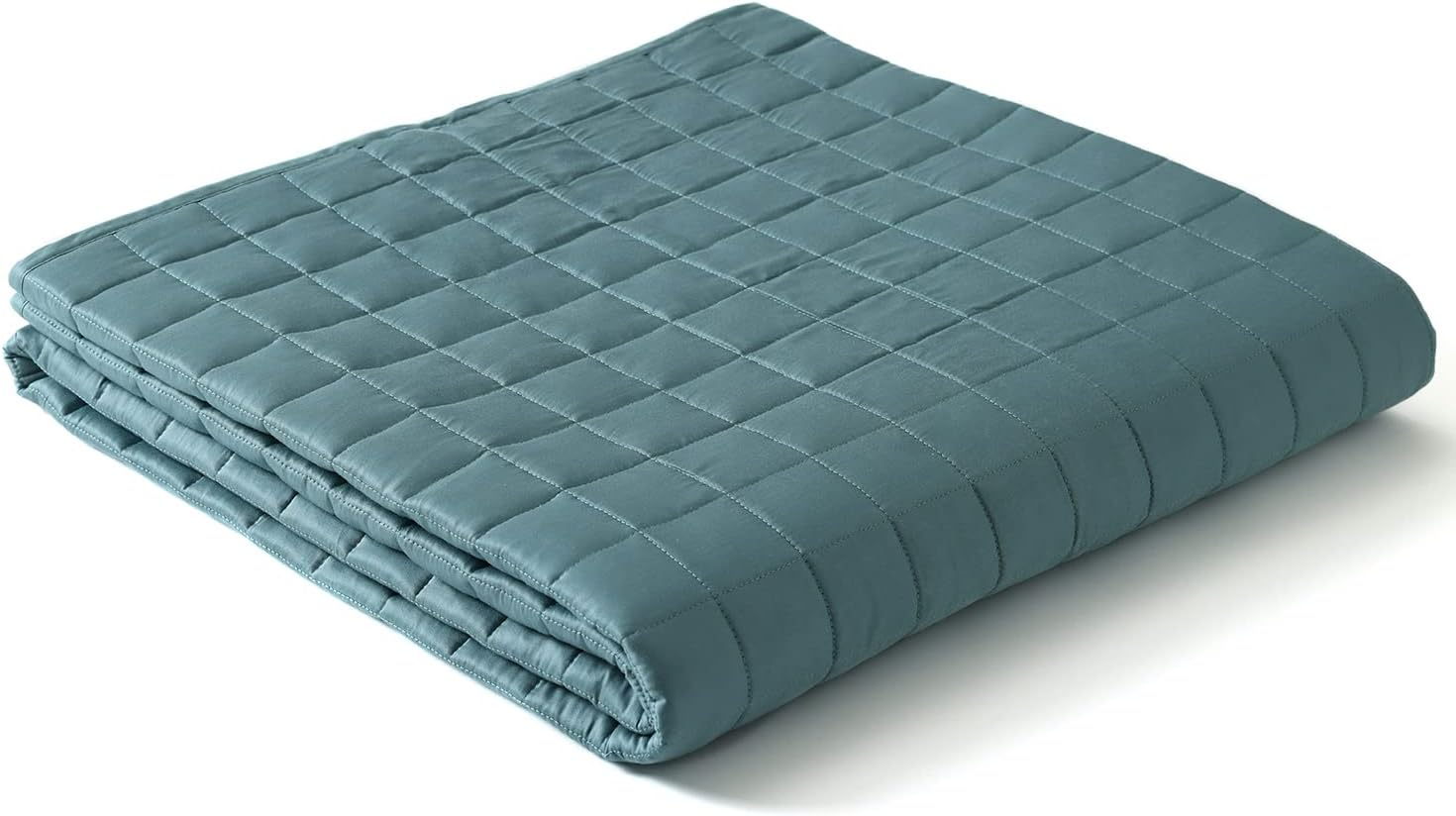 YnM Exclusive Weighted Blanket, Cooling & Cozy Velvet Dual-Sided, Smallest Compartments with Glass Beads, Ideal for One Person of 140lbs on Twin/Full Bed (48x72 Inches, 15 Pounds, Blue/Grey)