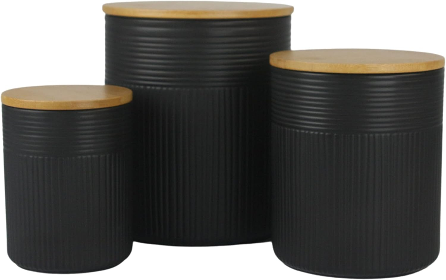 10 Strawberry Street CAN3-LUCA-MB 3 Piece Luca Matte Black Embossed Canister Set