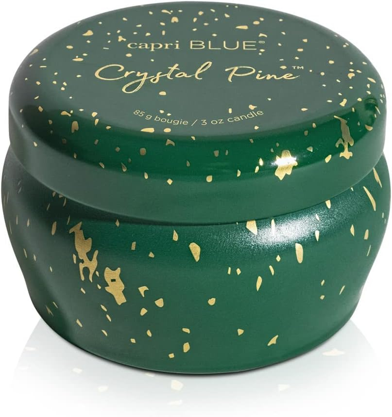 Emerald Green and Gold Crystal Pine Scented Soy Candle, 10 oz