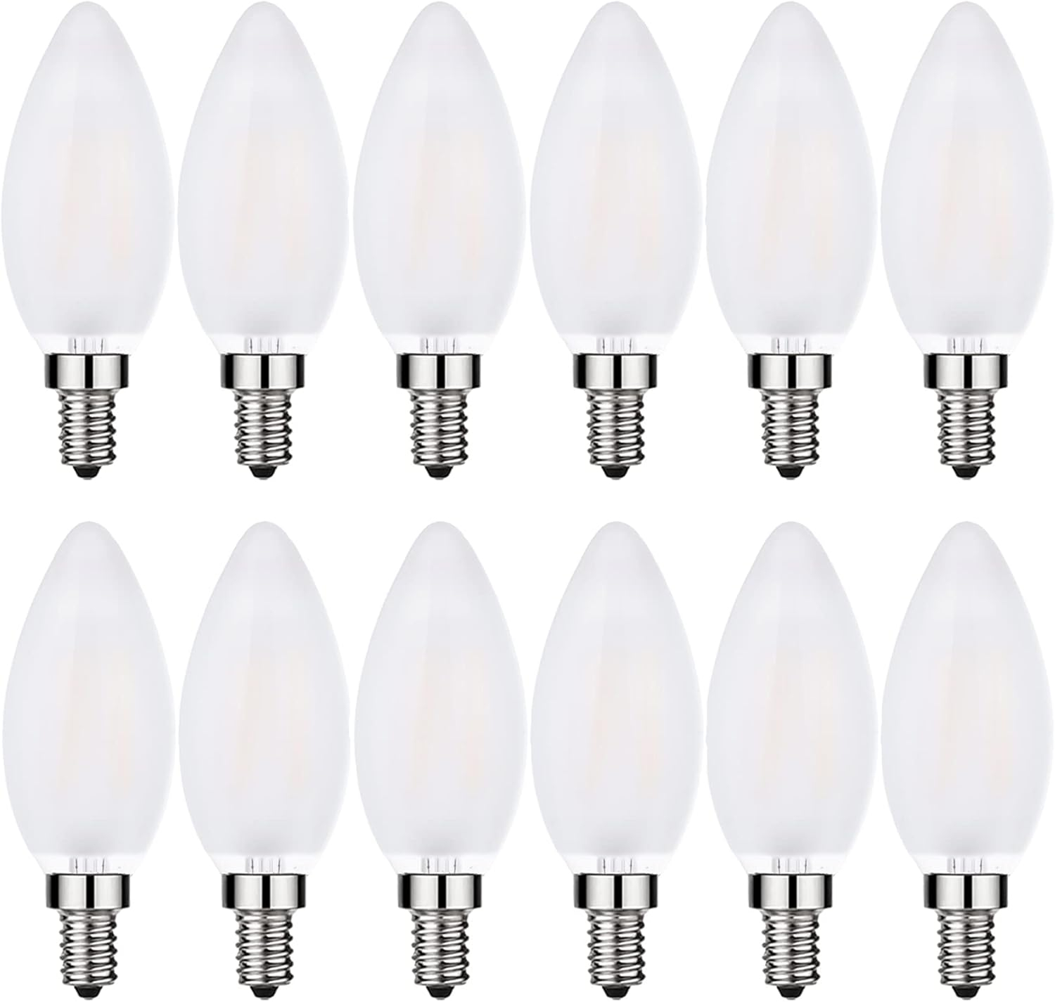 Frosted LED Candelabra Bulbs E12 LED Bulbs 25watt Equivalent, 2W Dimmable B11 Vintage Chandelier Light Bulbs Warm White 2700K Frosted Glass Decorative Candle Bulb, 12 Pack