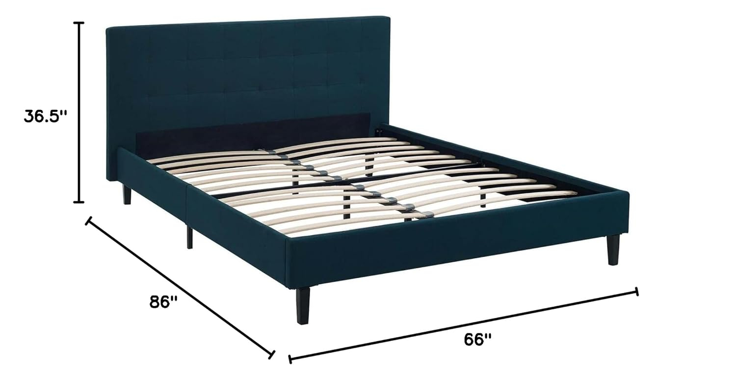 Modway Linnea Queen Modern Polyester Fabric and Wood Bed in Azure Blue