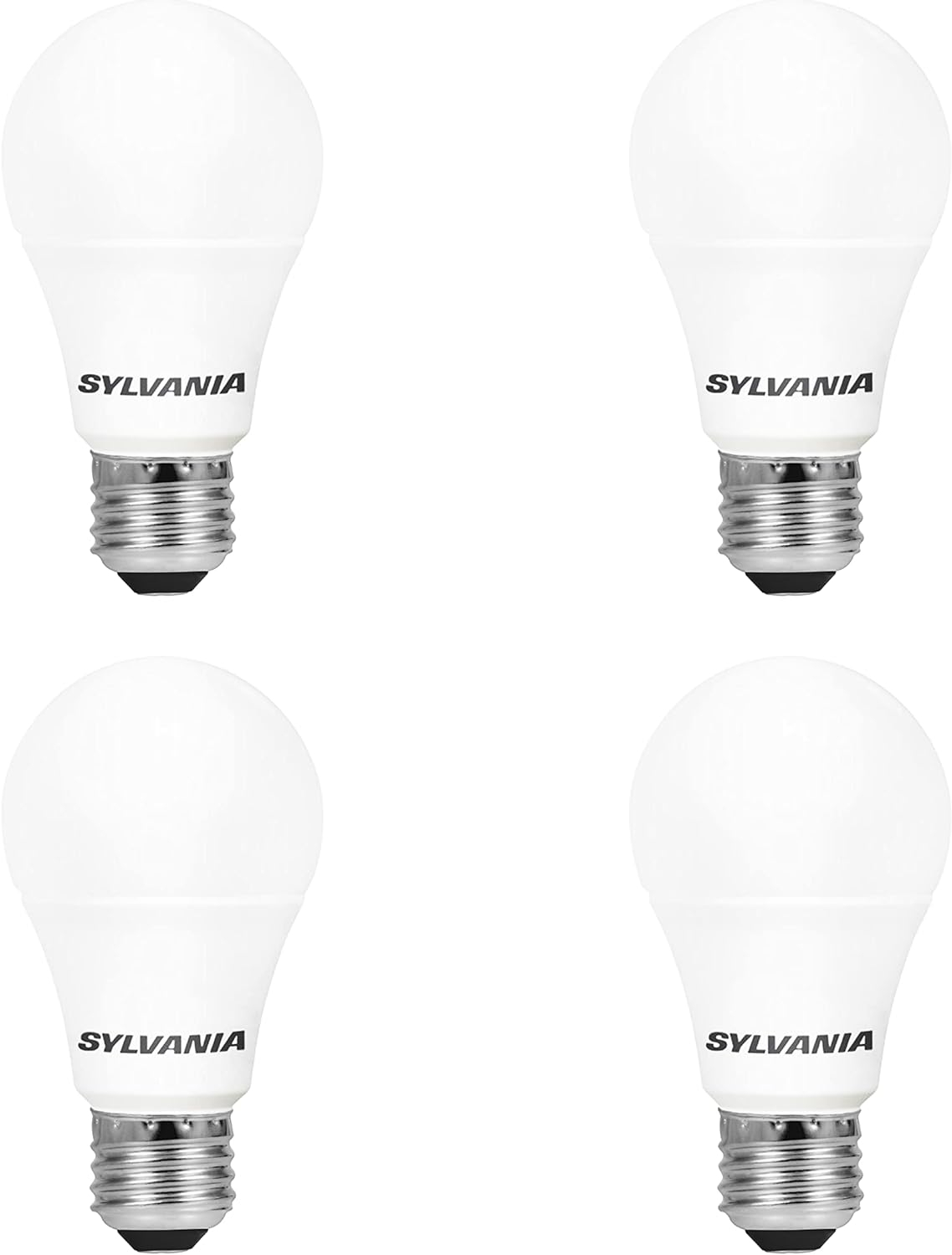SYLVANIA LED Light Bulb, 75W Equivalent A19, Efficient 12W, Medium Base, Frosted Finish, 1100 Lumens, Daylight - 4 Pack (78100)