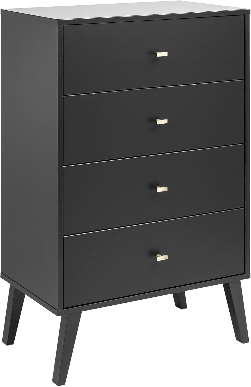Prepac Milo Mid Century Modern 4-Drawer Vertical Chest, Black