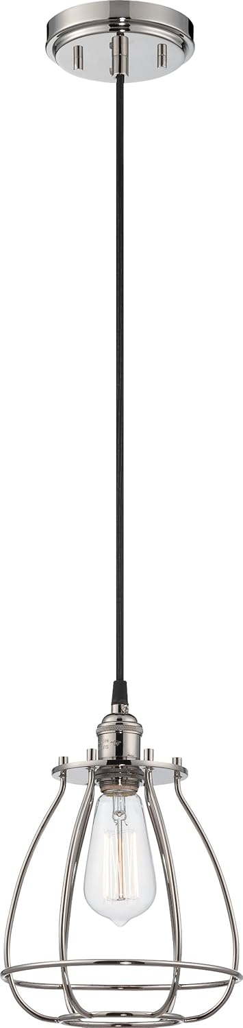 PaFagwy Lighting 60/5401 Vintage Incandescent One Light Pendant Closed Cage Narrow Opening Polished