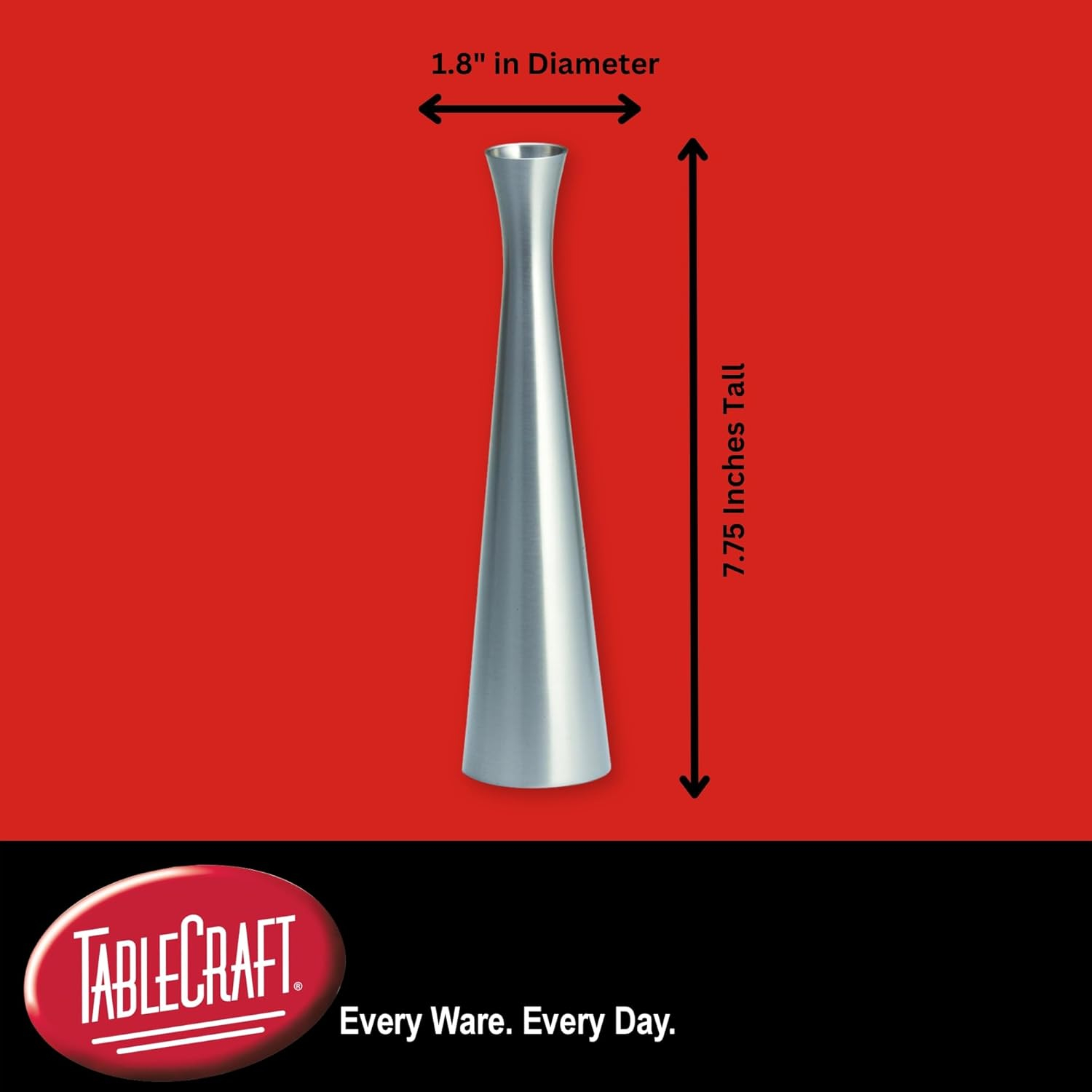 Sleek Silver Metal Round Flower Vase, 8-Inch