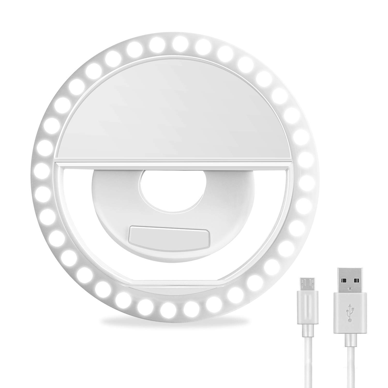 1Set Selfie Ring Light, Rechargeable Portable Clip-on Selfie Fill Light with 36 LED for Smart Phone Photography, Camera Video, Girl Makes up