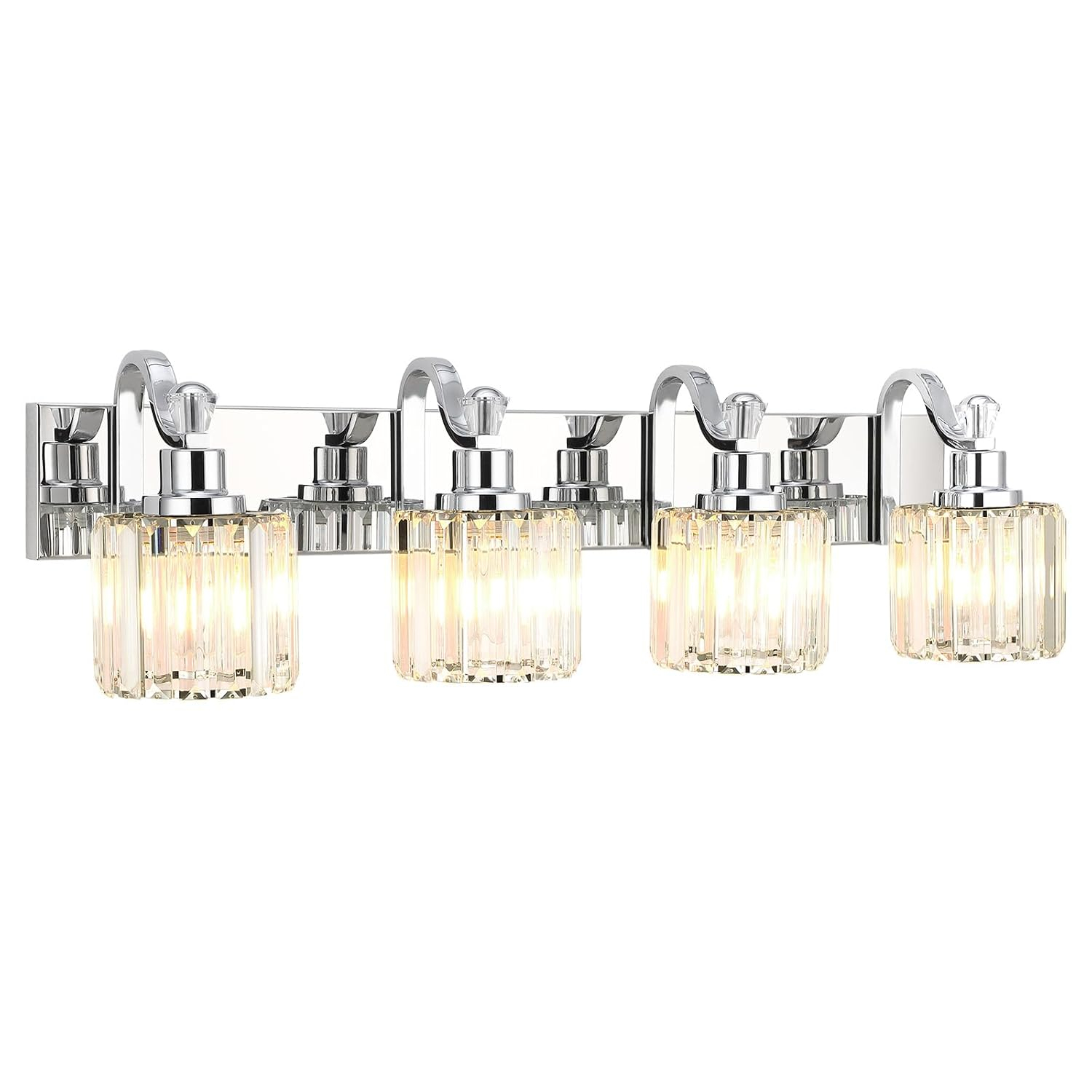GAOMON LED Modern Crystal Bathroom Vanity Lights Over Mirror, Chrome Bathroom Light Fixtures Wall Light (4-Light)