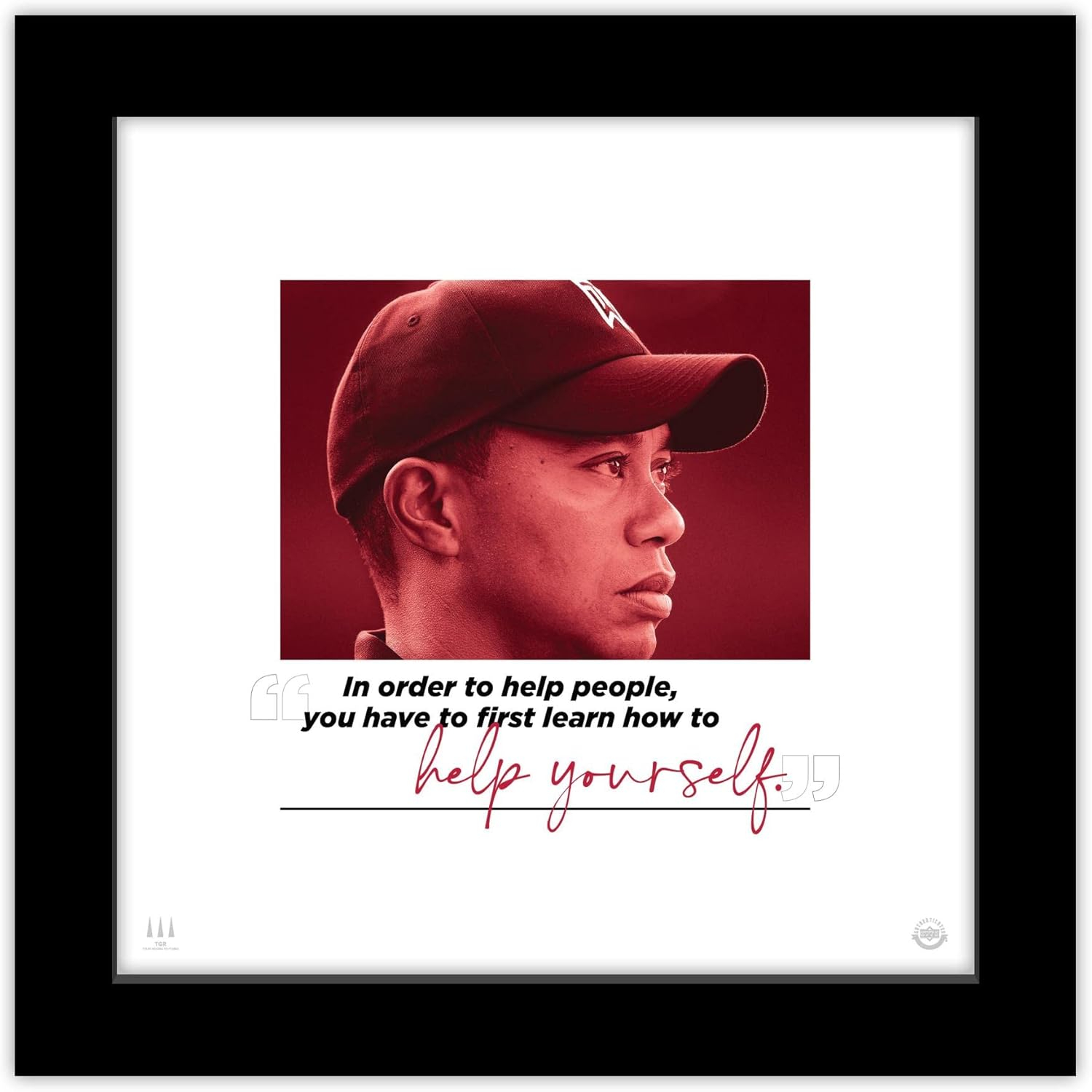 Gallery Pops Tiger Woods - Quote Help Yourself Wall Art, Black Framed Version, 12" x 12"