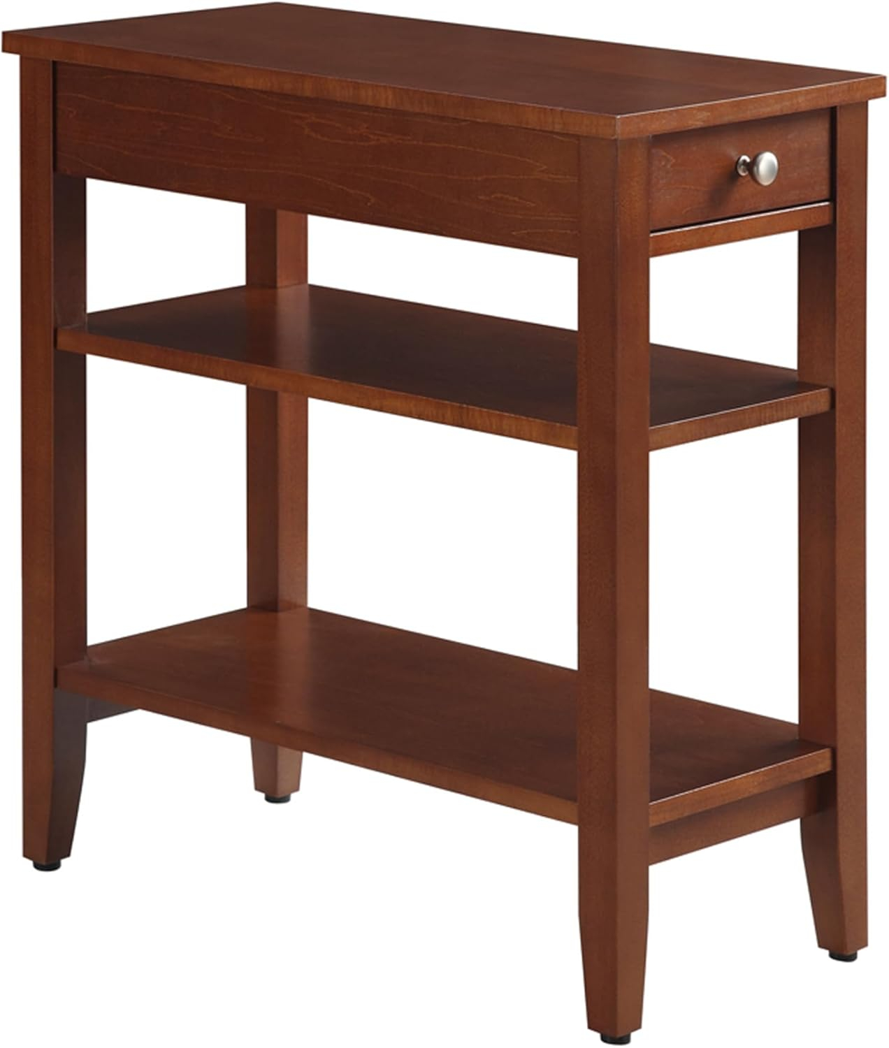 Convenience Concepts American Heritage 1 Drawer Chairside End Table with Shelves, Cherry