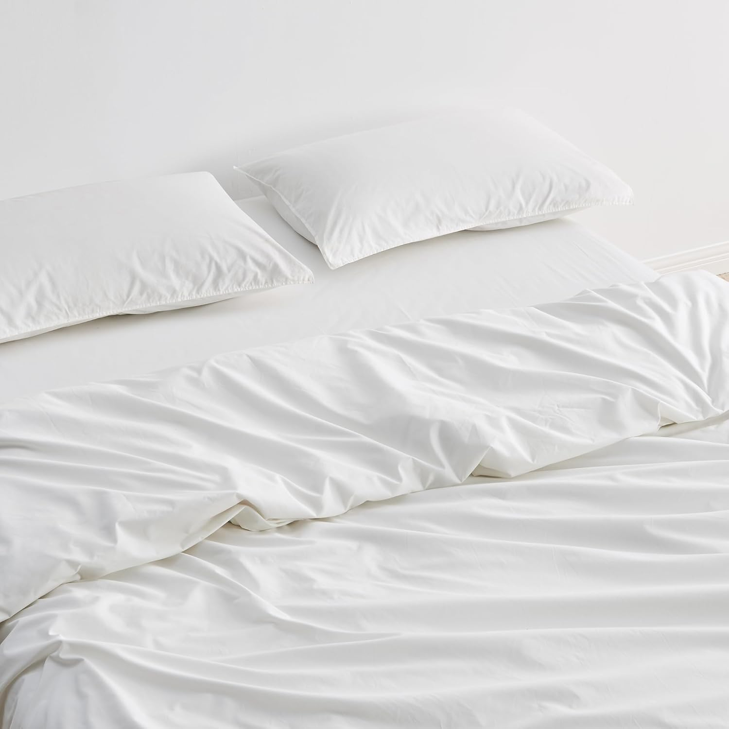 Great Bay Home Pima Cotton Percale Duvet Cover Set, Crisp & Cool, 2-Piece Set (Cloud, Twin / Twin XL)