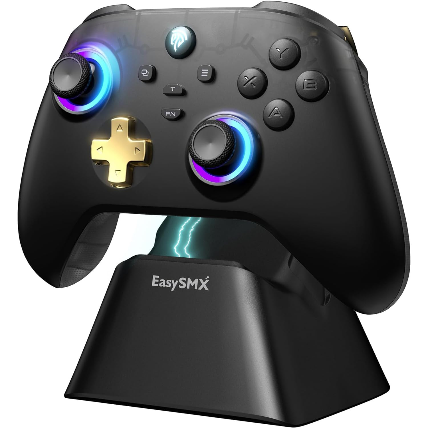 EasySMX Pro Wireless Gaming Controller with Charging Dock–Hall Effect Joysticks & Triggers, RGB Lighting for PC/iOS/Android/Switch