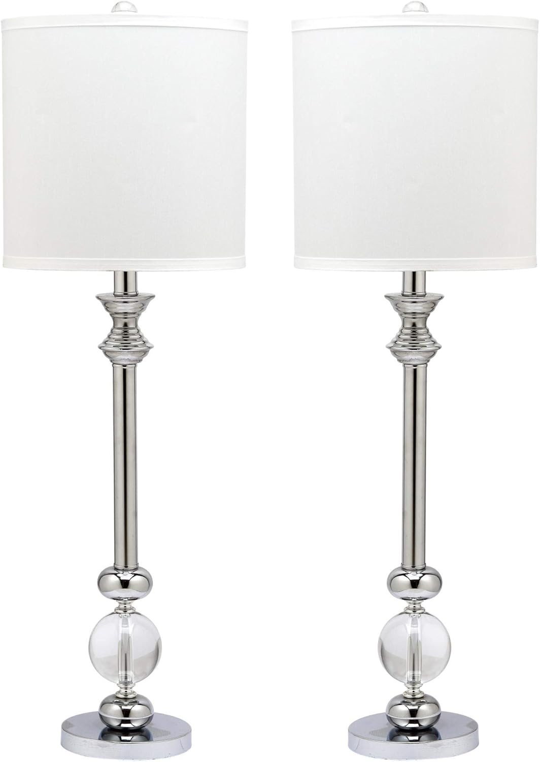 SAFAVIEH Erica 31 in. H Crystal Candlestick Table Lamp, Clear, Set of 2
