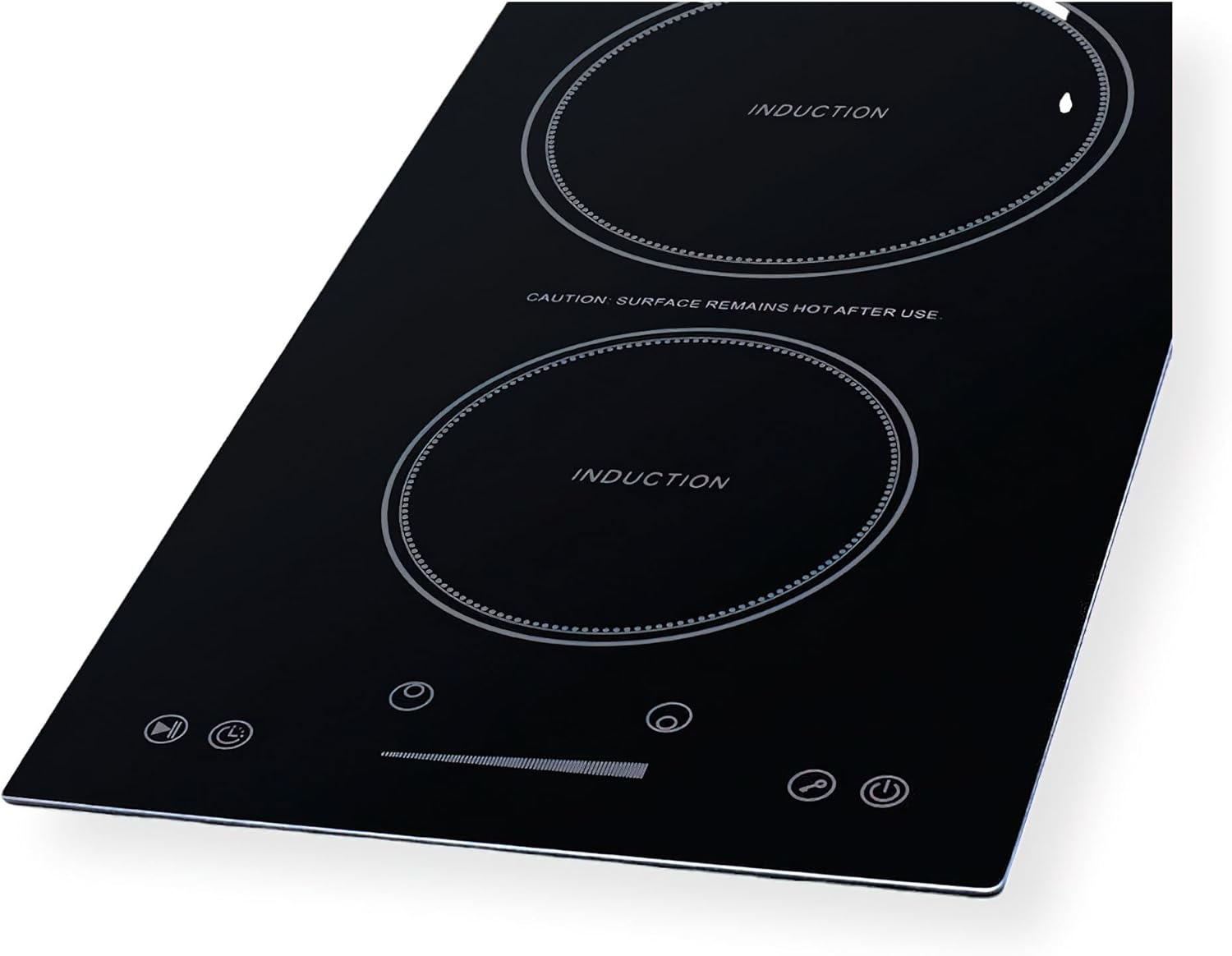 Compact Black Ceramic 2-Burner Induction Cooktop with Stainless Steel Trim