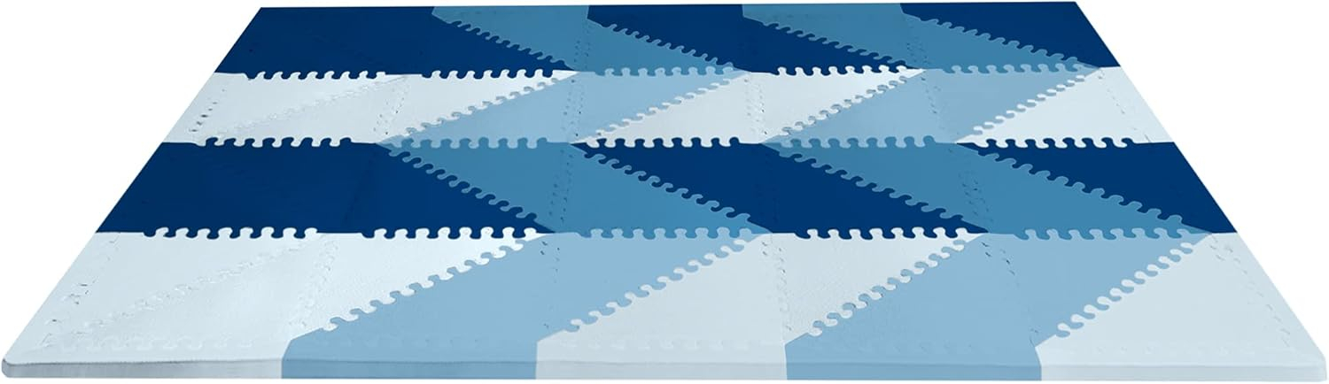 Skip Hop Baby Play Mat, Interlocking Foam Floor Tiles, 70" x 56", Playspot, Blue Ombre