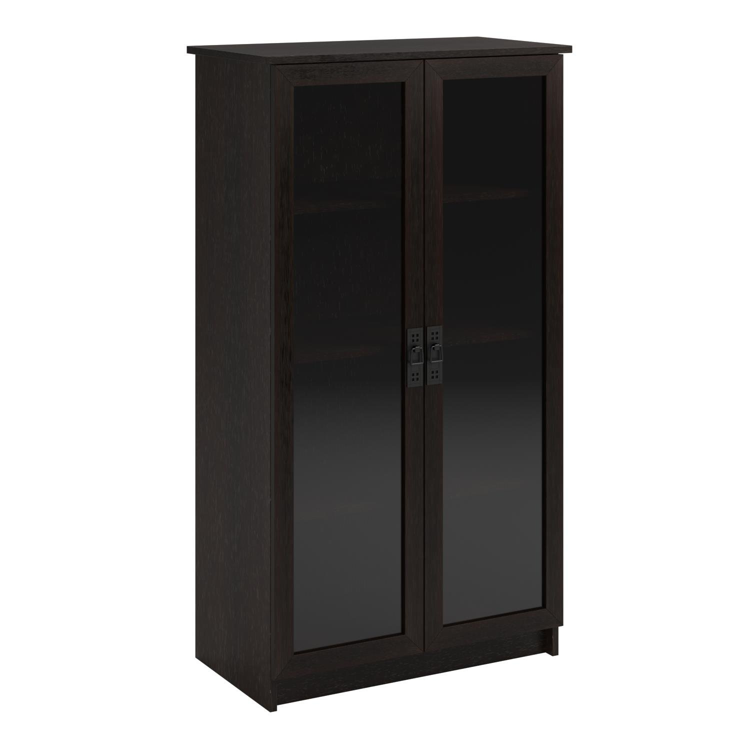 Ameriwood Home Quinton Point Black Composite 4 -Shelf Bookcase with Doors ( 29.56-in W x 53.25-in H x 15.625-in D ) Finished