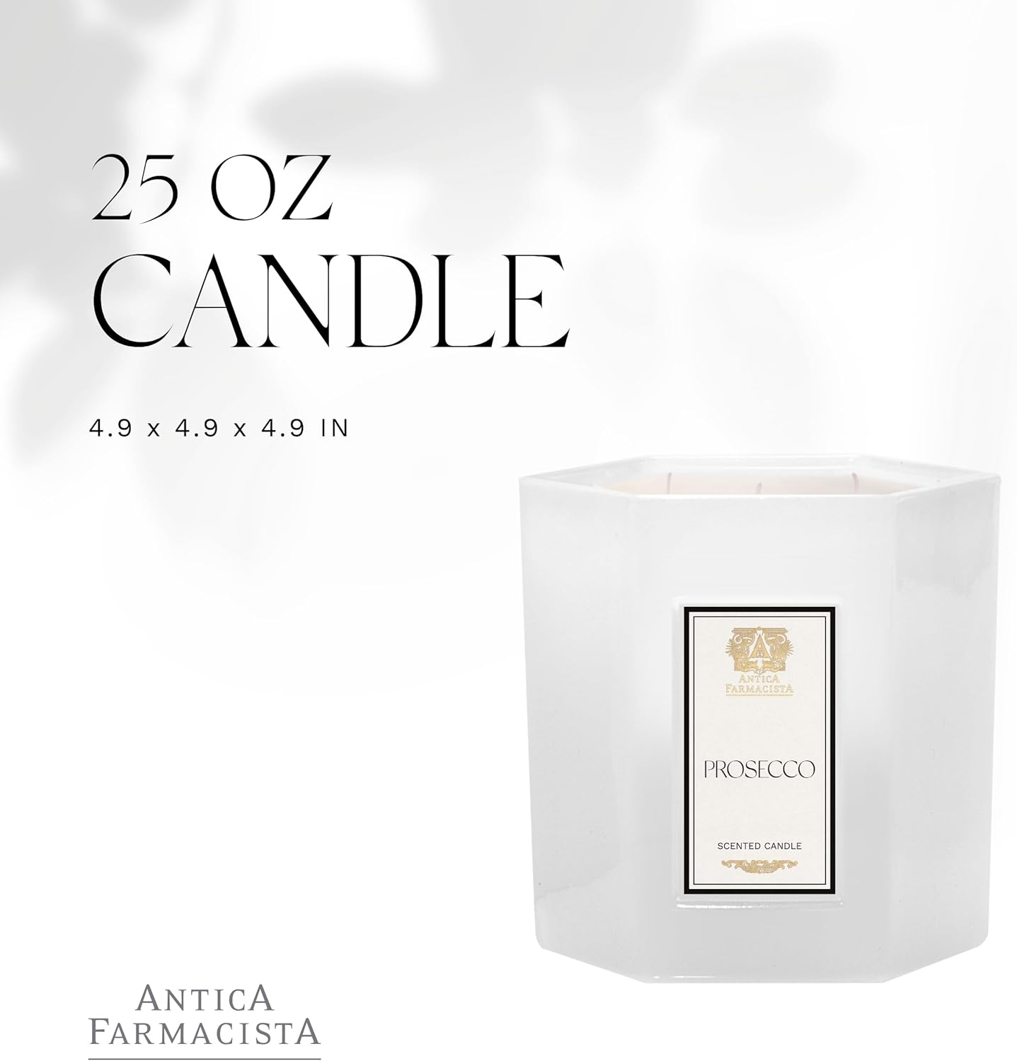 Oversized White Hexagonal Glass Soy Scented Candle with Prosecco Fragrance