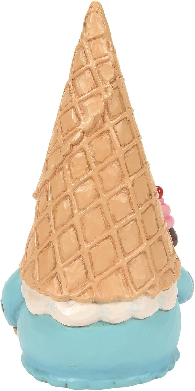 Enesco Jim Shore Heartwood Creek Ice Cream Soft Serve Gnome Figurine- Stone Resin Hand Painted Crafted Collectible Decorative Gnomes Figurines Home Decor Statue, 6.3 Inch