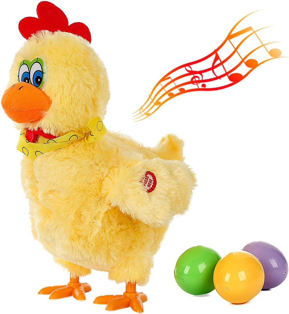 Easter Chicken Animal Toy Doll Laying Egg Electric Crazy Plush Chicken with Sound Music