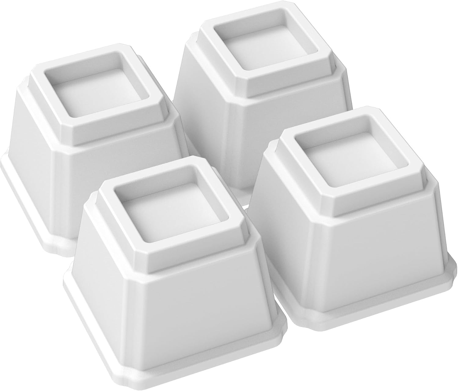 Whitmor Under Bed Storage & Furniture Risers - White - Set of 4 - Dimensions: 6.375 L x 6.375 W x 6.0 H inches