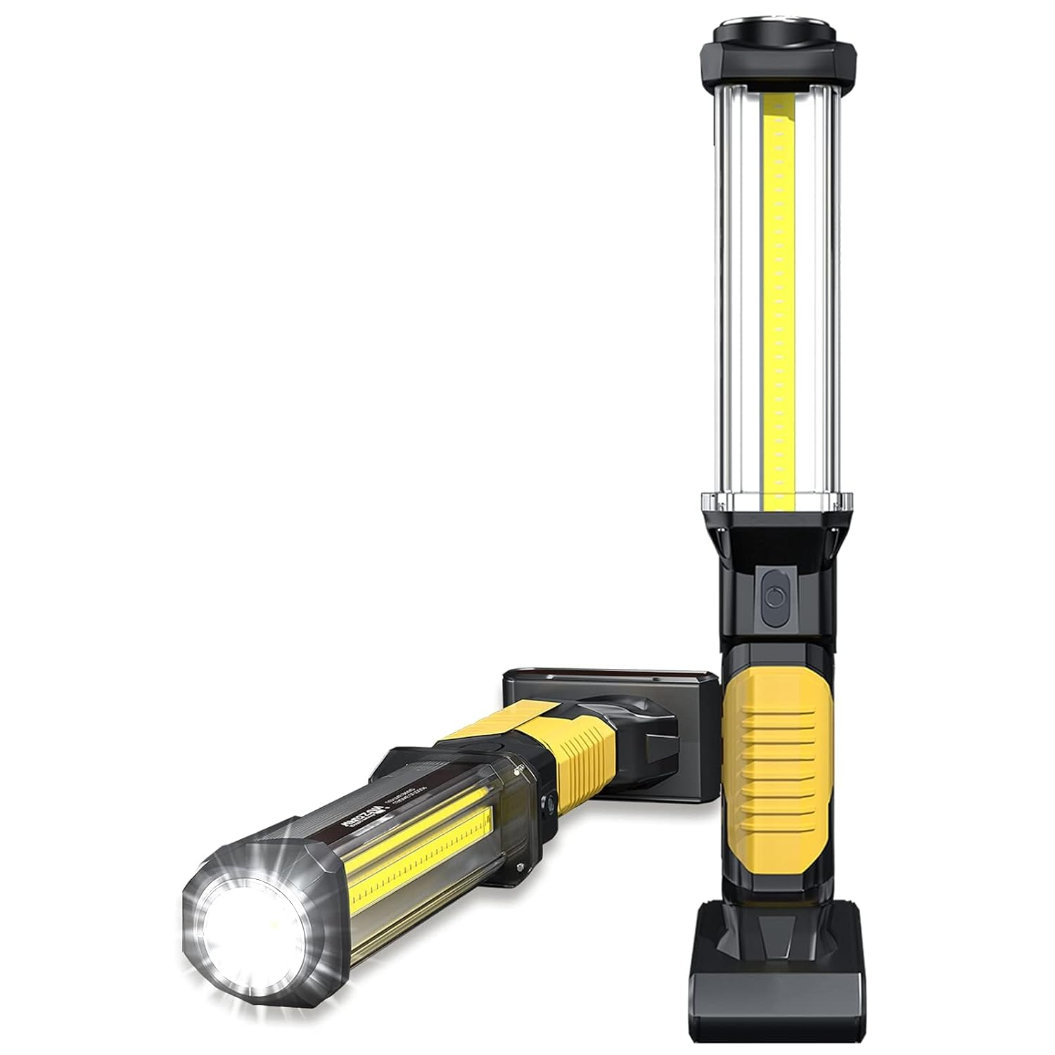 WARSUN Work Light Rechargeable LED 1500 Lumens Super Bright COB Portable Work Lights Magnetic Base and Hook Work Flashlight for Car Repair Machine Emergency, Father Day Tool Gifts for Men Dad, Yellow