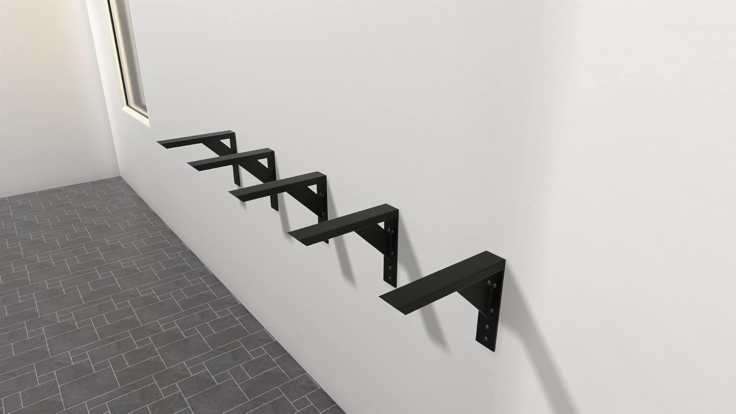 Black Industrial Steel Large Shelf Bracket for Countertops