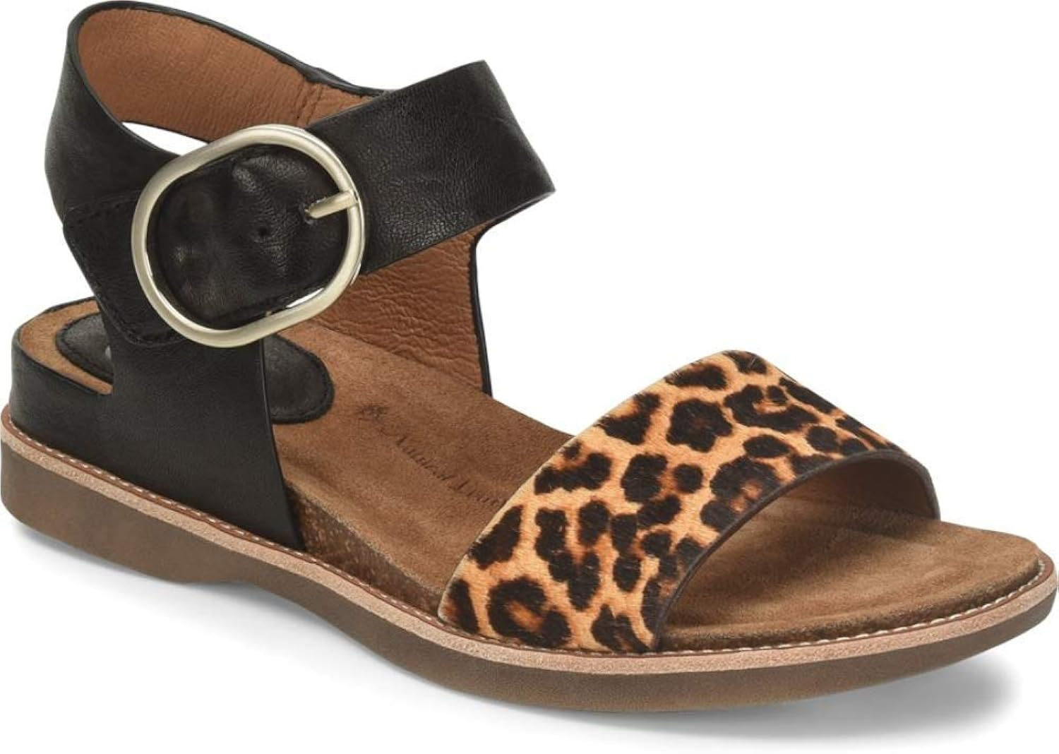 Black Tan Leopard Genuine Leather Slingback Sandals
