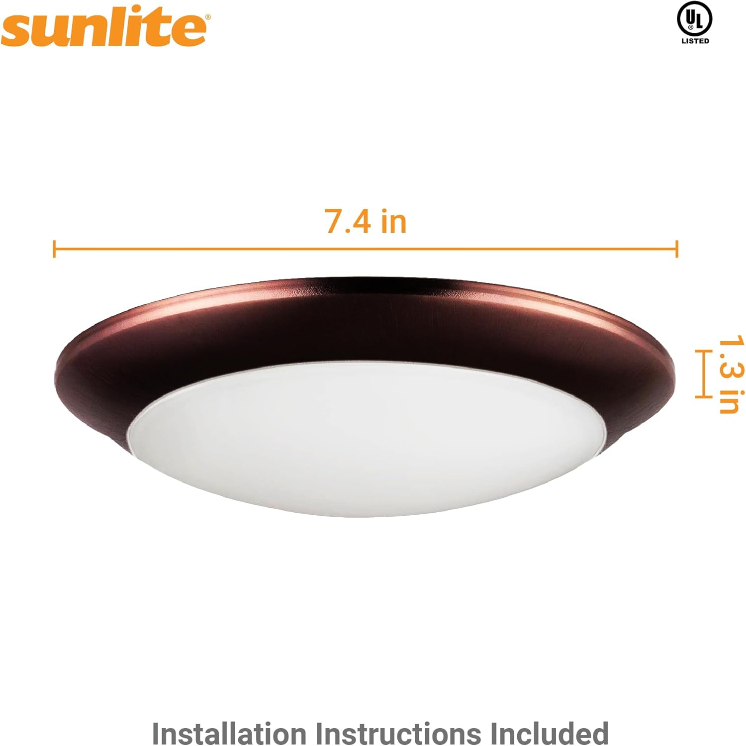 Sunlite 88385-SU 13w 6" LED Slim Disc Ceiling Fixture Bronze Warm White 3000k