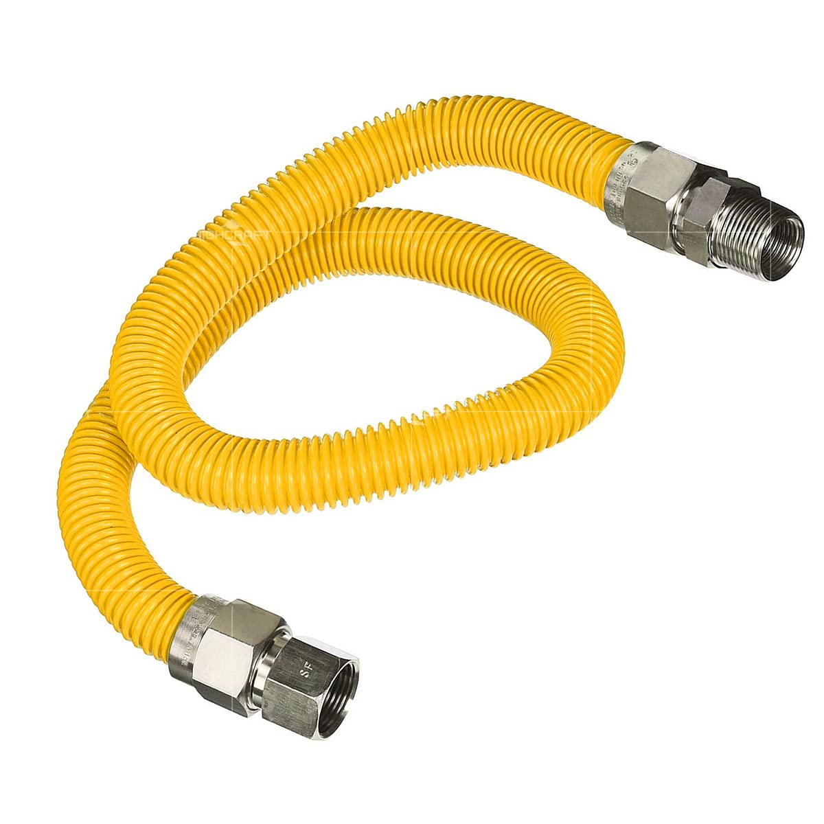 Gas Connector 18 inch Yellow Coated Stainless Steel, 1” OD Flexible Gas Hose Connector for Tankless Water Heater, with 3/4” FIP x 3/4” MIP Stainless Steel Fittings, 18” Gas Appliance Supply Line