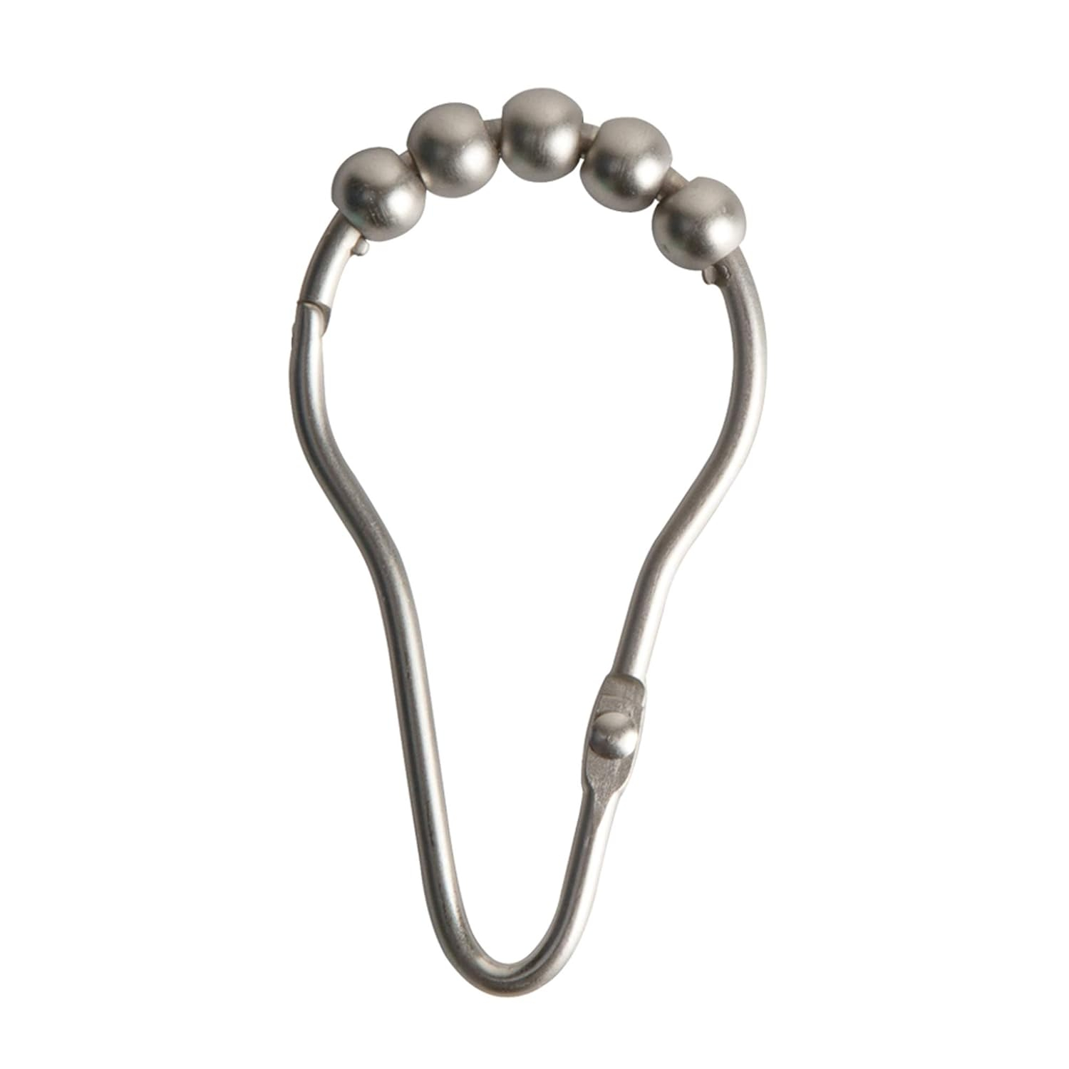 Brushed Nickel V-Hinged Roller Glide Shower Curtain Hooks