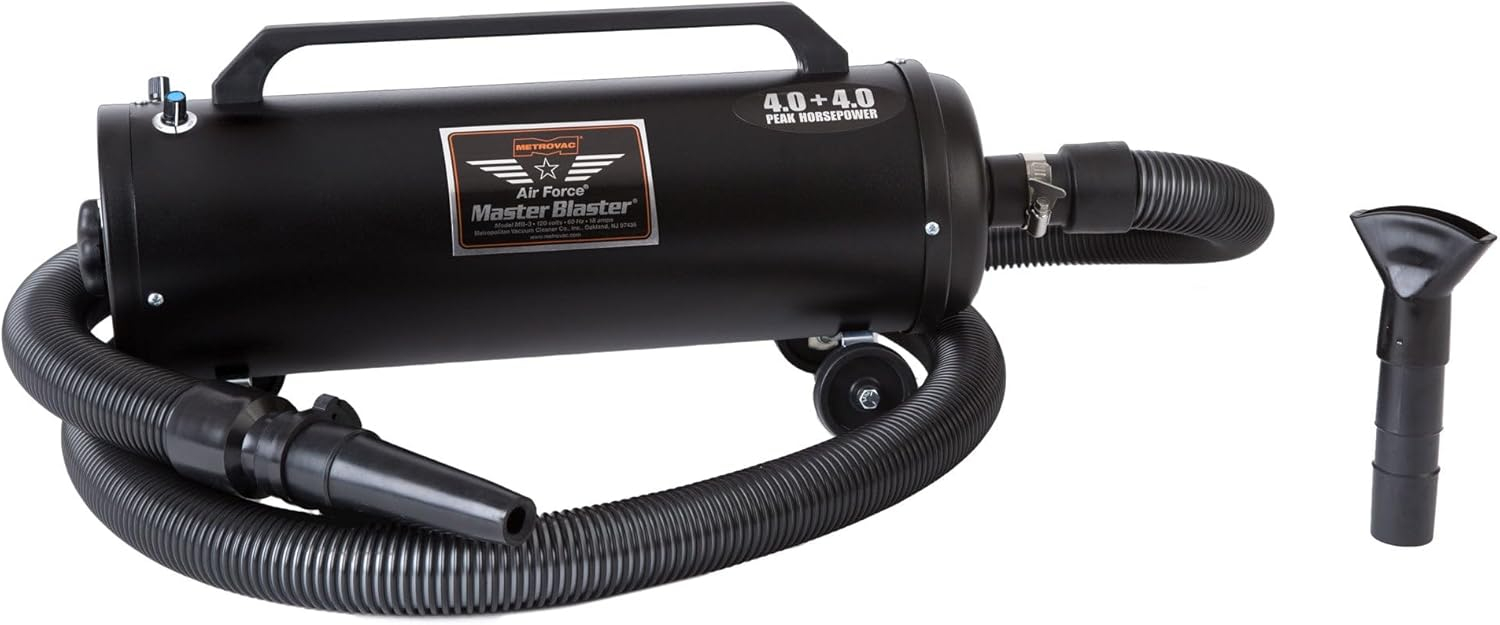 Black Steel Air Force Master Blaster Pet Dryer with Hose