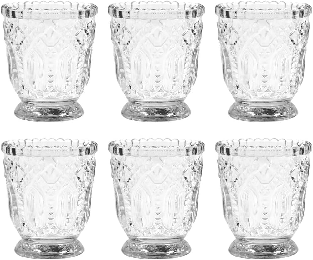 DIY Wedding Koyal Wholesale Vintage Glass Candle Holder (Pack of 6), 3 x 2.75