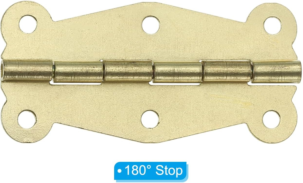 Uxcell Small Box Hinges 2 Inch, 10 Pack 180-Degree Butterfly Decorative Hinges Jewelry Box Hardware, Gold