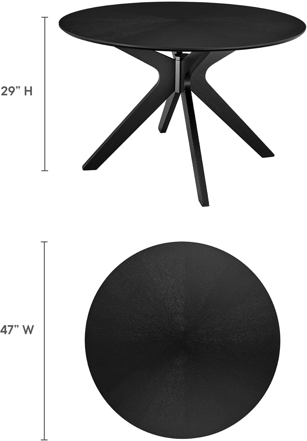 Modway Crossroads 47" Round Wood Dining Table in Black