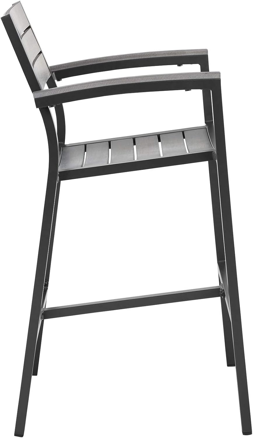 Modway Maine Aluminum Outdoor Patio Bar Stool in Brown Gray