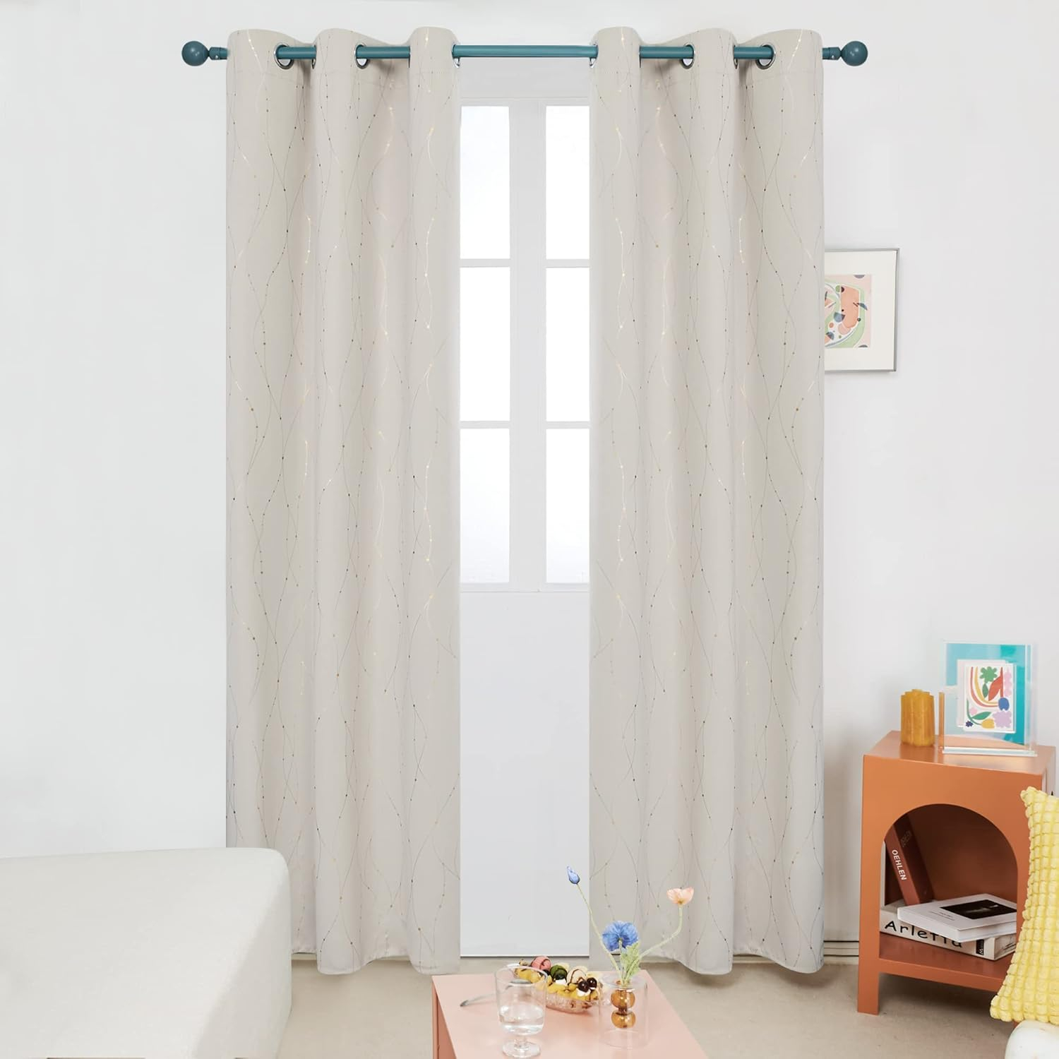 Deconovo Blackout Curtains - Thermal Insulated, Noise-Reducing Window Drapes for Bedroom, Living Room -2 Panels, Beige, 42W x 95L