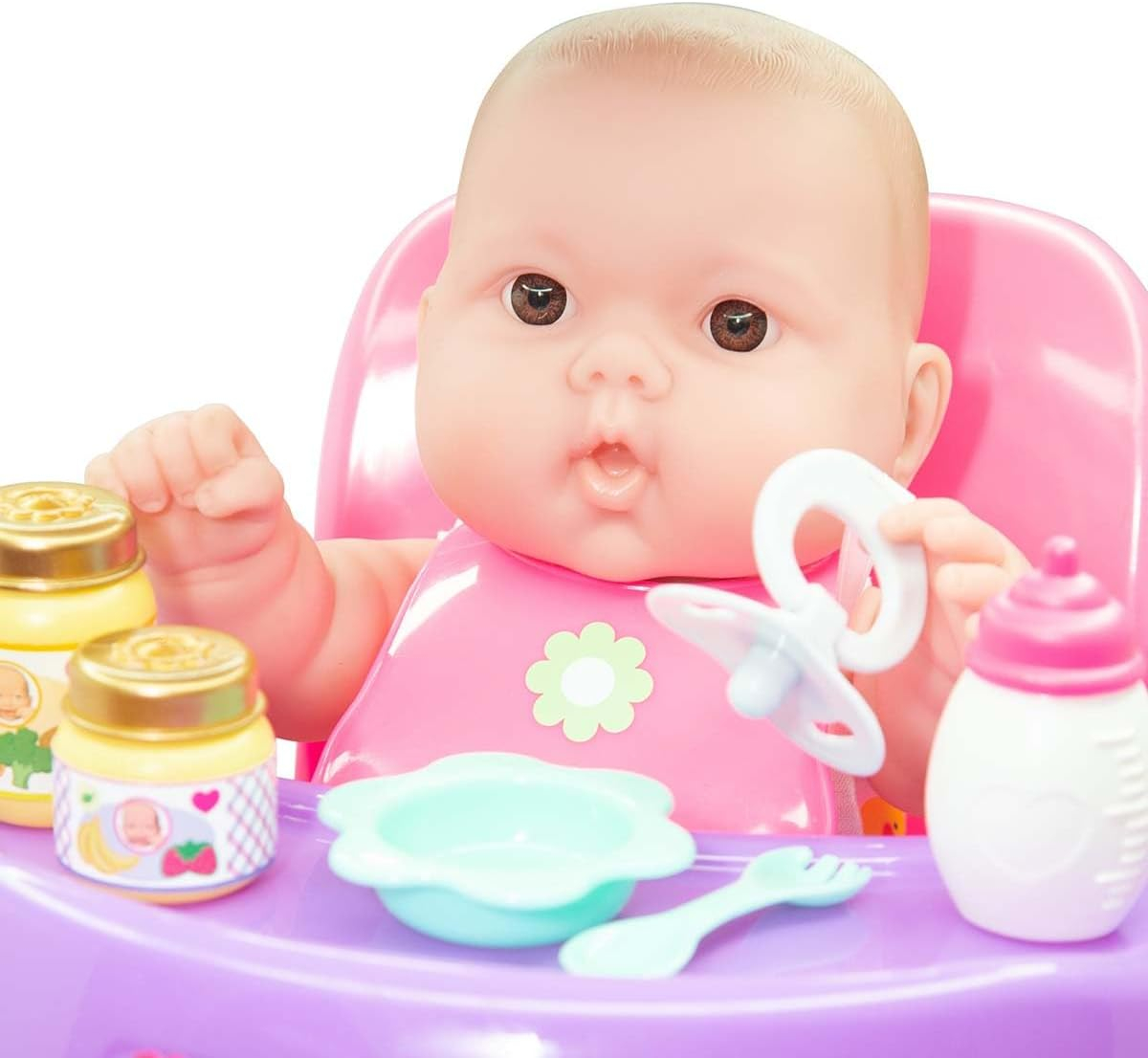 JC Toys, Lots to Love Babies 14 inches Baby Doll with High Chair and Accessories- Designed by Berenguer