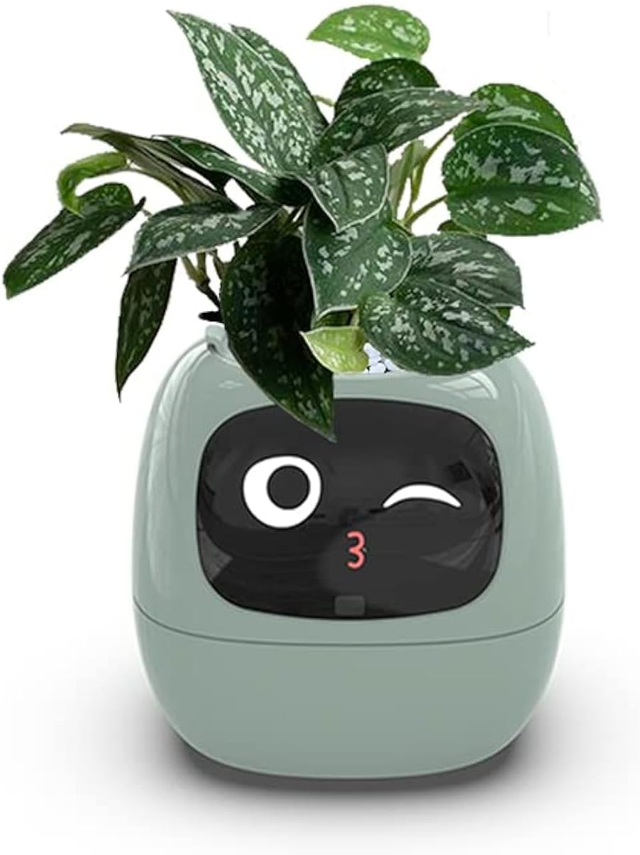 Green Intelligent Apple-Shaped AI Plant Pot with Sensors