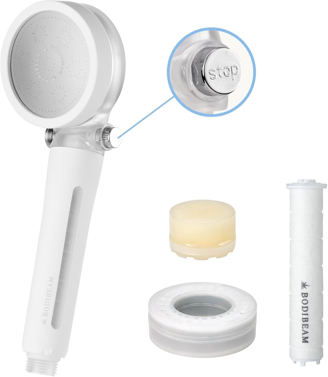 Filtered Shower Head with Handheld - Vitamin C & 3 Stage Filter System, High Pressure with On/Off Switch, Removes Chlorine & Filters Hard Water for Dry Skin & Hair, Made in Korea - Pure White