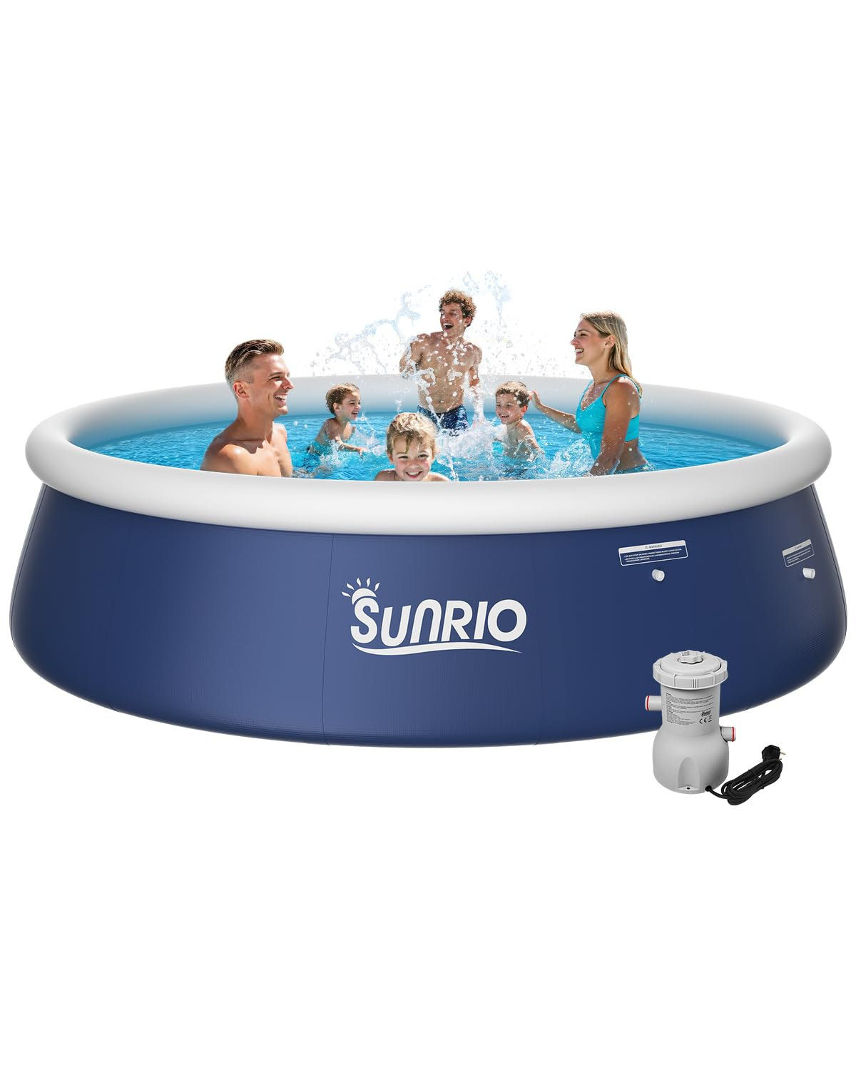 12'*30" Round Inflatable Top Ring Above Ground Swimming Pool Fast Easy to Set Up with 530GPH Filter Pump, Pool Cover and Ground Cover for Summer Outdoor Garden Backyard Childen Adults