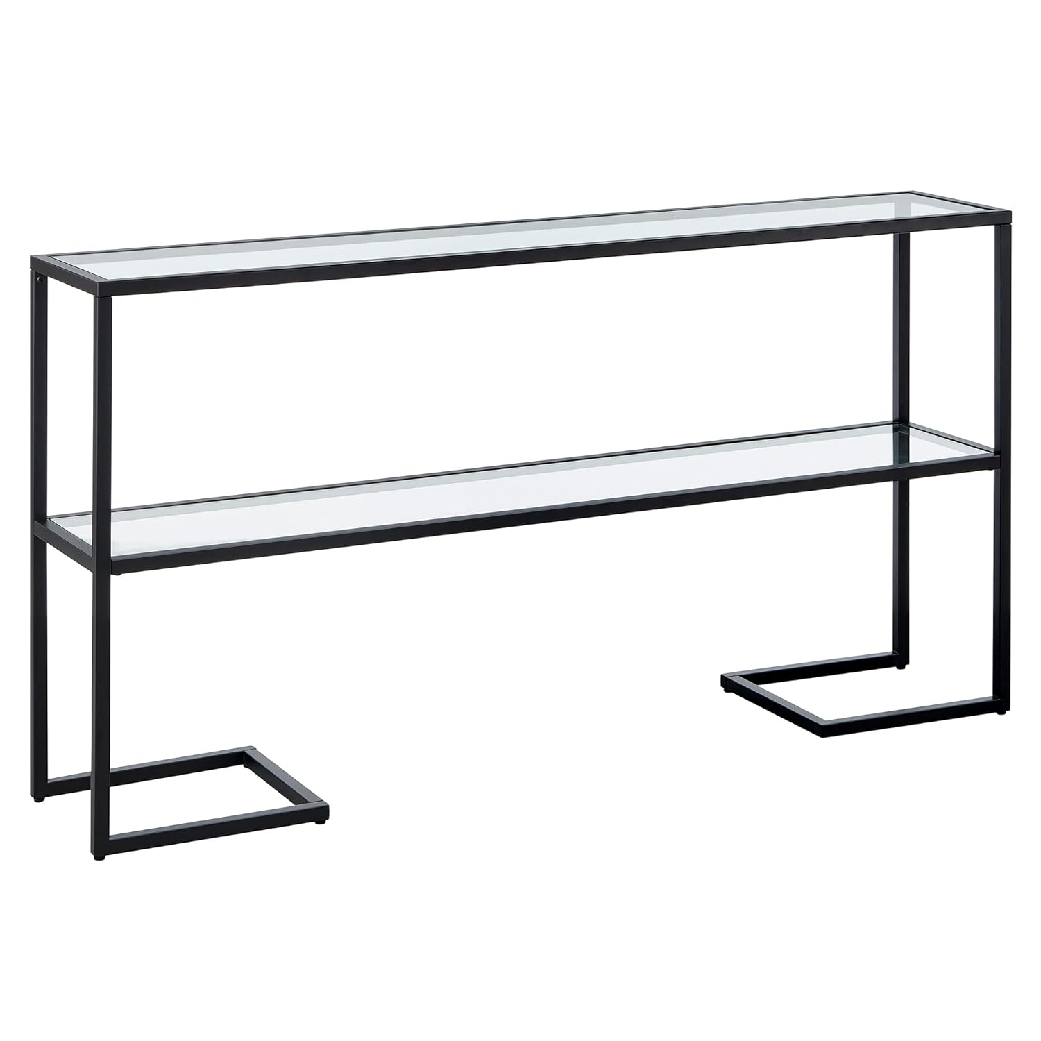 Evelyn&Zoe Errol Mesa Consola Rectangular de 55" de Ancho con Tapa de Vidrio, Bronce Ennegrecido