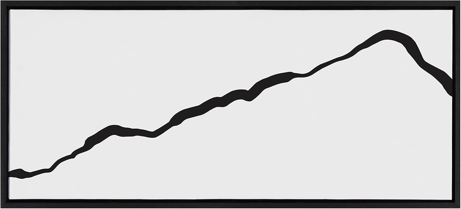 Kate and Laurel Sylvie Elevated Abstract Minimalist Mountain Landscape Framed Canvas Wall Art by The Creative Bunch Studio, 18x40 Black, Minimal Mountainous Landscape Art for Wall