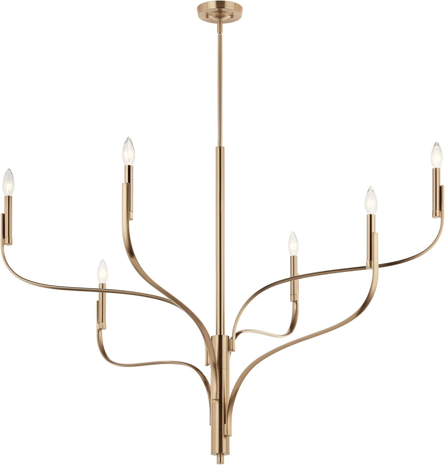 KICHLER Livadia 6-Light Chandelier, Soft Modern-Light in Champagne Bronze, for Foyer, Great Room, or Vaulted Dining or Bedroom (33.25" x 47.25"), 52674CPZ
