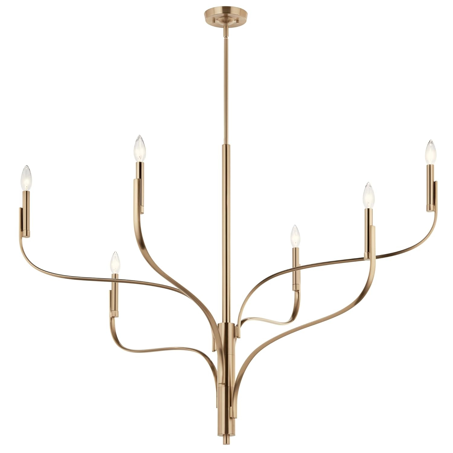 KICHLER Livadia 6-Light Chandelier, Soft Modern-Light in Champagne Bronze, for Foyer, Great Room, or Vaulted Dining or Bedroom (33.25" x 47.25"), 52674CPZ