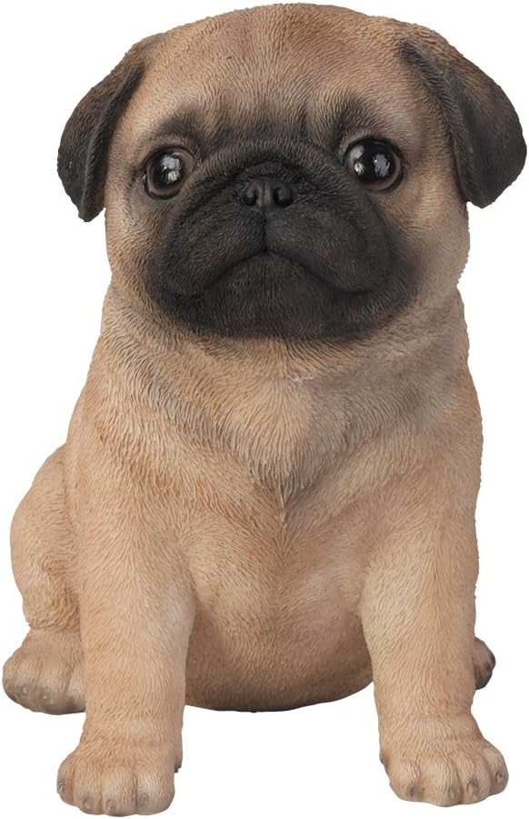 1" Tall Miniature Brown Pug Figurine Realistic Collectibles Resin Dog Statue Hand Painted Polyresin Figure Decor