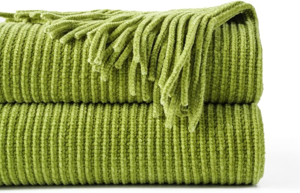 Battilo Orange Throw Blanket with Fringe Geometric Bed Salmon Knit Throws for Couch,Fall Blanket,50"x60"