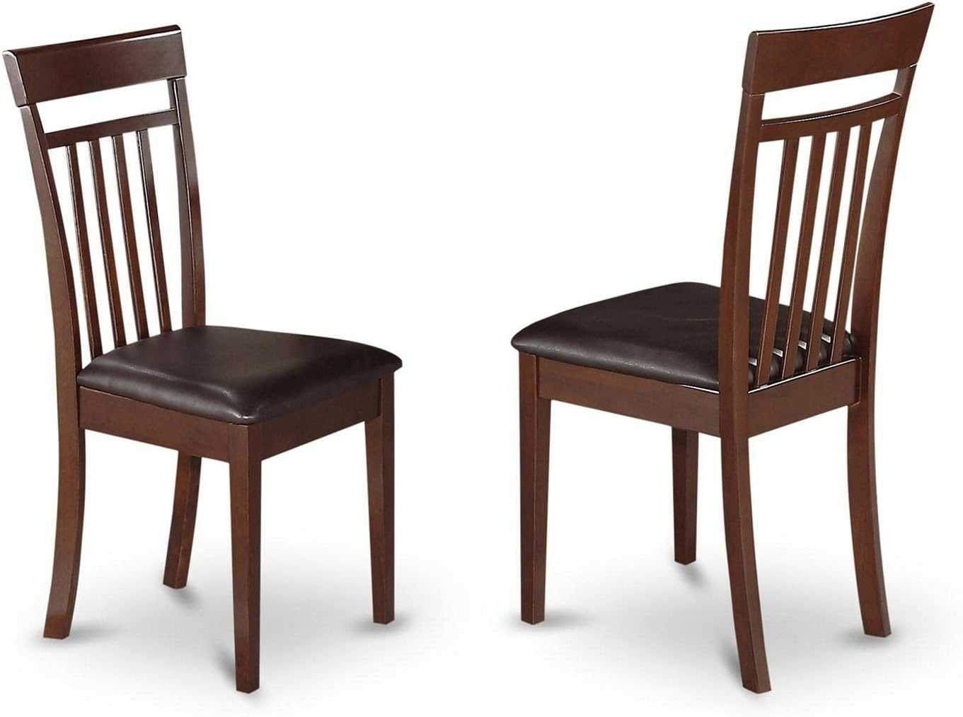 East West Furniture, Capri slat back Chair for dining room with Leather Upholstered Seat , Set of 2